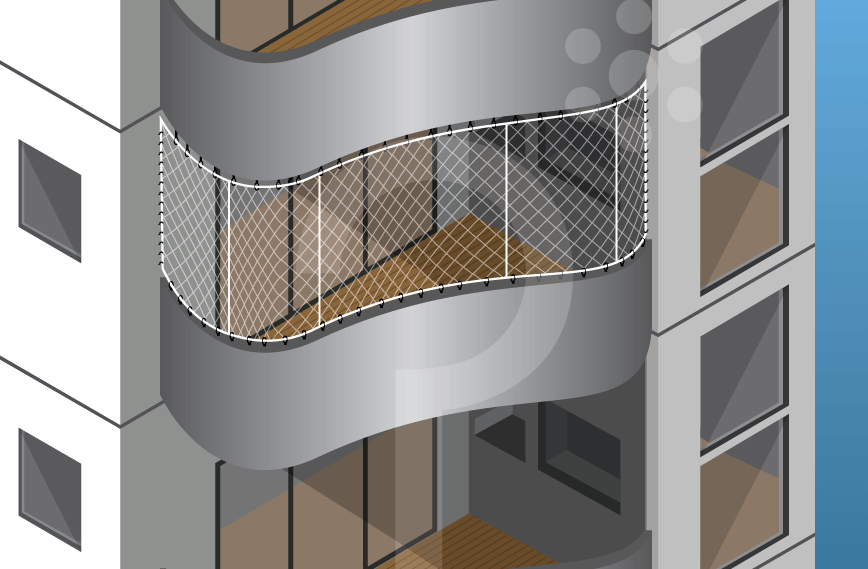 Rede de Proteção Sacada em Curva